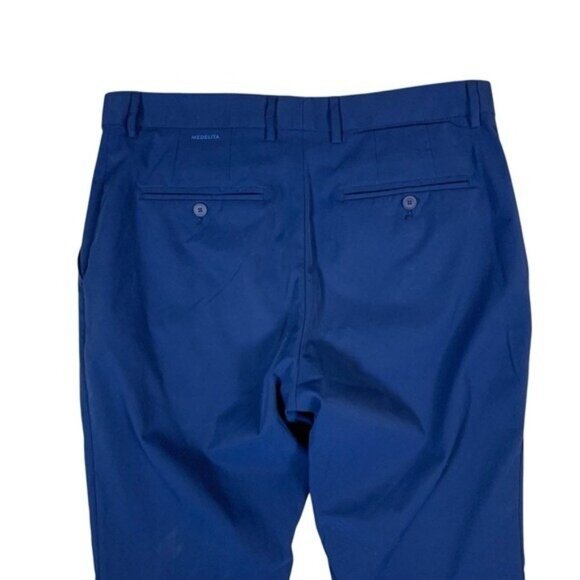 Medelita Men’s Blue Dress Pants Flat Front 34 Hemmed Professional Work Trousers - Picture 4 of 5